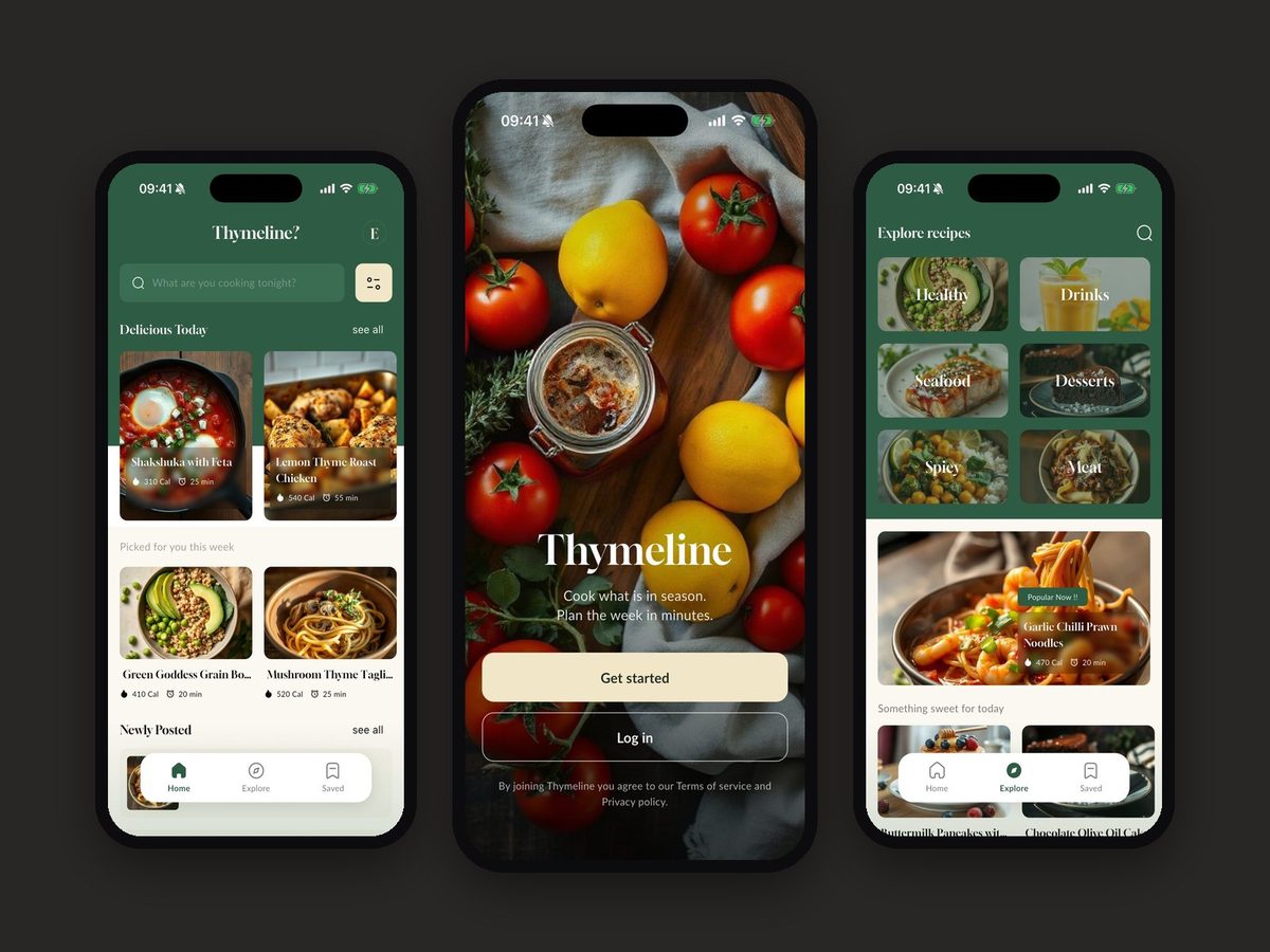 Thymeline, Recipes and meal plans